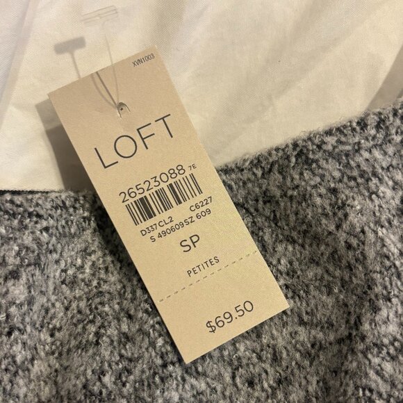 Ann Taylor Loft Grey Black Tweed Skirt Elastic Waist - Picture 2 of 2